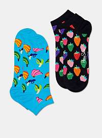 Sada dvoch párov členkových ponožiek v modrej a čiernej farbe Happy Socks Banana