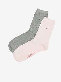 Sada dvoch párov dámskych ponožiek v ružovej a sivej farbe Calvin Klein