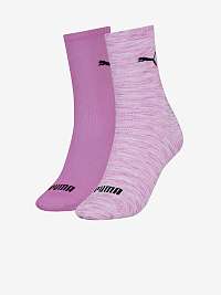 Sada dvoch párov dámskych ponožiek vo fialovej farbe Puma