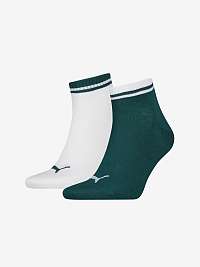 Sada dvoch párov ponožiek v bielej a zelenej farbe Puma