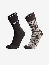 Sada dvoch párov ponožiek v čiernej a sivej farbe Replay