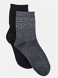 Sada dvoch párov ponožiek v šedej a čiernej farbe CAMAIEU