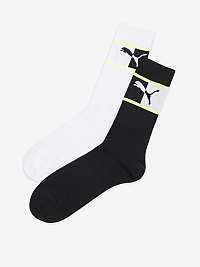 Sada dvoch párov unisex ponožiek v čiernej a bielej farbe Puma Blocked Logo Sock