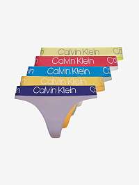 Sada piatich dámskych tangáčov v žltej, sivej, fialovej a oranžovej farbe Calvin Klein