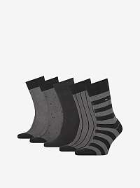 Sada piatich párov pánskych vzorovaných ponožiek v šedo-čiernej farbe Tommy Hilfiger
