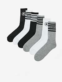 Sada piatich párov ponožiek v čiernej, sivej a bielej farbe Converse