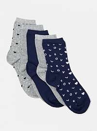 Sada piatich párov vzorovaných ponožiek v modrej a šedej farbe CAMAIEU