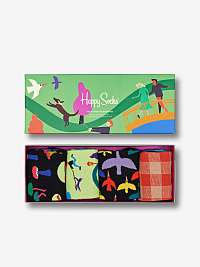 Sada štyroch farebných vzorovaných ponožiek Happy Socks