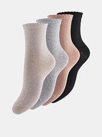 Sada štyroch párov ponožiek v krémovej, šedej a čiernej farbe Pieces Rhona