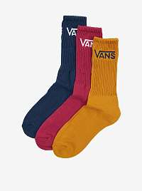 Sada tří párů unisex ponožek ve žluté, červené a modré barvě VANS Classic Crew