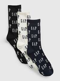 Sada tří párů vzorovaných ponožek v bílé a černé barvě GAP