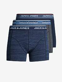 Sada troch boxeriek v šedej a tmavomodrej farbe Jack & Jones Curtis