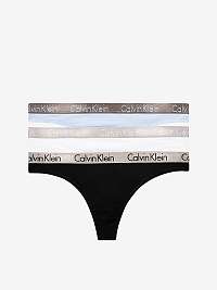 Sada troch dámskych vzorovaných tang v modrej, bielej a čiernej farbe Calvin Klein