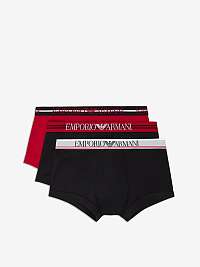 Sada troch pánskych boxeriek v čiernej a červenej farbe Emporio Armani