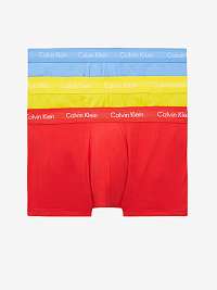 Sada troch pánskych boxeriek v modrej, žltej a červenej farbe Calvin Klein