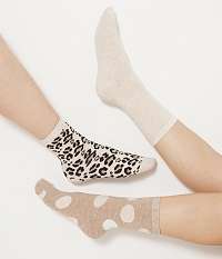 Sada troch párov béžových vzorovaných ponožiek Camaieu