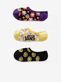 Sada troch párov dámskych vzorovaných ponožiek VANS v čiernej, žltej a fialovej farbe