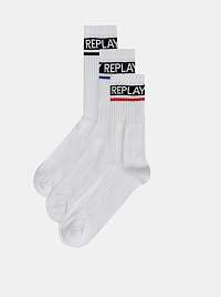 Sada troch párov pánskych bielych ponožiek Replay