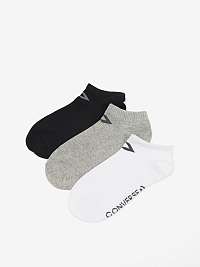 Sada troch párov pánskych ponožiek v čiernej, sivej a bielej farbe Converse