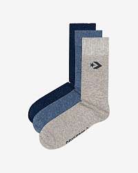 Sada troch párov pánskych ponožiek v sivej, modrej a tmavomodrej farbe Converse