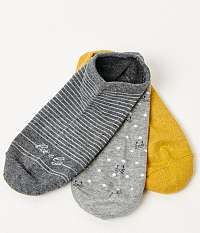 Sada troch párov ponožiek v šedej a horčicovej farbe CAMAIEU