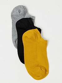 Sada troch párov ponožiek v šedej, čiernej a horčicovej farbe Camaieu