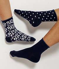 Sada troch párov tmavomodrých vzorovaných ponožiek Camaieu
