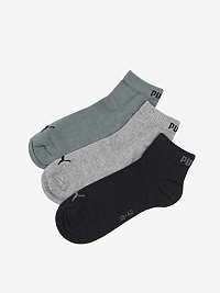 Sada troch párov unisex ponožiek v čiernej, šedej a zelenej farbe Puma Quarter Plain