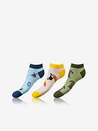 Sada troch párov unisex ponožiek v modrej, žltej a zelenej farbe Bellinda CRAZY IN-SHOE SOCKS 3x