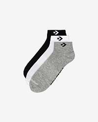Sada troch párov unisex ponožiek v šedej, bielej a čiernej farbe Converse