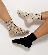 Sada troch párov vzorovaných ponožiek v béžovej a čiernej farbe Camaieu
