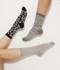 Sada troch párov vzorovaných ponožiek v čiernej a šedej farbe Camaieu