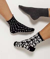 Sada troch párov vzorovaných ponožiek v šedej a čiernej farbe Camaieu