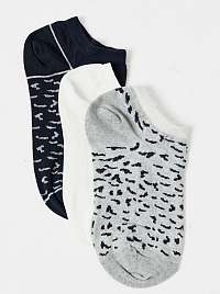 Sada troch párov vzorovaných ponožiek v šedej, bielej a čiernej farbe Camaieu