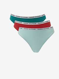 Sada troch táng v svetlomodrej, zelenej a červenej farbe Tommy Hilfiger tangá