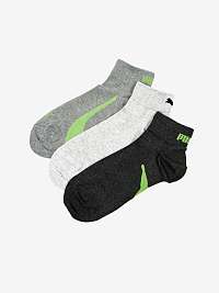 Sada unisex ponožiek Puma Lifestyle Quarter 3P v čiernej, svetlosivej a sivej farbe