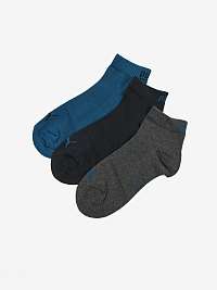 Sada unisex ponožiek Puma Quarter Plain 3P v sivej, čiernej a modrej farbe