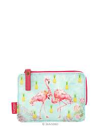 Santoro malá tyrkysová peňaženka Flamingos 