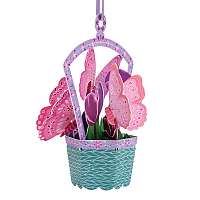 Santoro papierová závesná dekorácia Butterfly Basket Tulips