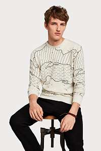 Scotch & Soda béžový pánsky sveter Map&Numbers - XXL