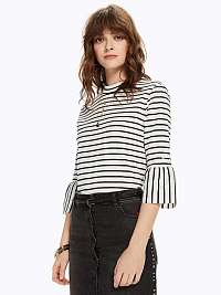 Scotch&Soda černo-bílé pruhované tričko Trumpet Sleeve Top