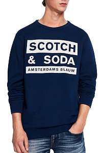 Scotch&Soda modrá pánska mikina Amsterdams Blauw