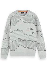 Scotch & Soda svetlo sivá pánska mikina Map&Numbers - XXL
