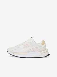 Šedé a krémové dámske tenisky so semišovými detailmi Puma Mirage Sport Loom