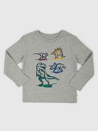 Šedé chlapčenské tričko s dinosaurami GAP