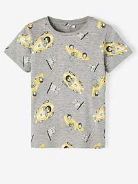 Šedé chlapčenské žíhané vzorované tričko s názvom Joel