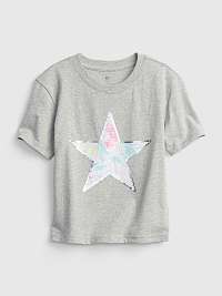 Šedé dievčenské tričko GAP hviezda z flitrov