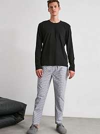 Šedé pánske kockované pyžamové nohavice Trendyol