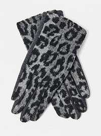 Šedé rukavice s leopardím vzorom CAMAIEU