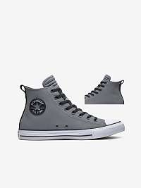 Šedé unisex členkové kožené tenisky Converse Chuck Taylor All Star Vodoodpudivý Tec Tuff